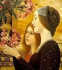 two girls with an oleander detail by Gustav Klimt